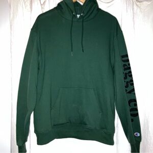 Champion Dark Green Hoodie with Sleeve Text